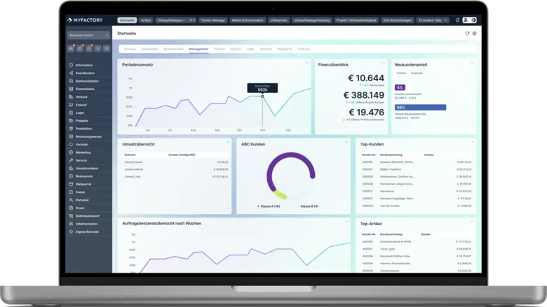 Myfactory Cloud ERP Startseite